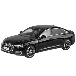 마이카 다이캐스트 합금 1:24 아우디 A6 L 2023 모델 롱바디 롱휠베이스 자동차 피규어 전시, 1개, 색상_블랙