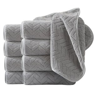 Ahomeone 호텔 수건 코랄플리스 고흡수력 세면타월 먼지없는수건 100g, 라이트 그레이, 10개