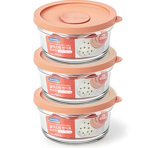 글라스락 렌지쿡 촉촉한 햇밥용기 원형 무드브릭, 3개, 350ml