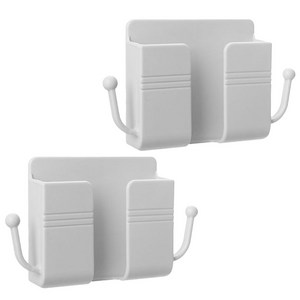 [1+1]리르베르 간편 부착식 리모컨 정리함 핸드폰 충전 수납, 화이트, 2개