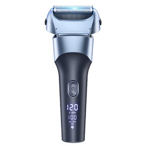 OGIVA 남자 전기 면도기 일자형 휴대용 전동면도기 3중날 생활방수 왕복형 남성 면도기, 블루, FK-610