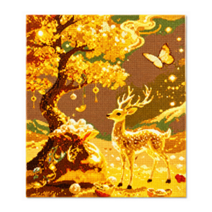 스타일하우스 캔버스형 보석십자수 DIY 집콕 취미 인테리어 40x50 cm, DY84-황금사슴 재물나무 1개, 1개