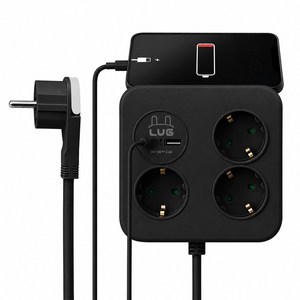 러그박스 사각큐브 3구 USB 2포트 납작멀티탭, 1.4m, 블랙, 1개