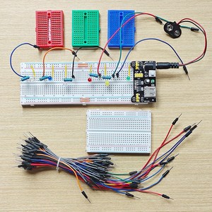 브레드보드 키트 830점 400점 미니170점 3개 포함 65개 유연 점퍼선 9V DC 어댑터 아두이노 IoT STEM 교육용 전자회로 실험세트, 1세트