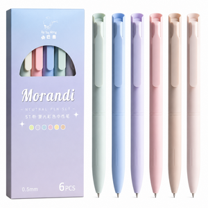 0.5mm 모란디 중성펜 세트 6색 컬러펜 부드러운 잉크 필기감 예쁜 디자인 학생용 직장인 필기구 문구세트, 1세트, 6개