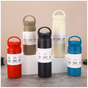 아이에스디 304스텐 손잡이 텀블러 보온 보냉 물병 500ml, 1개, 레드