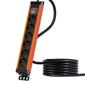 파워존 고용량 알루미늄 멀티탭 4000W 과부하차단 6구, [통합스위치 - 6구] 브릭오렌지 x 5M, 1개