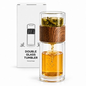 카페로메오 휴대용 내열유리 거름망 이중 유리티 텀블러, 혼합색상, 200ml, 1개