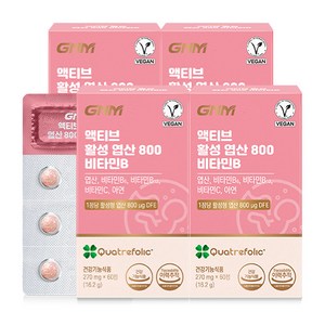 자연의품격 액티브 활성 엽산 800 비타민B, 60정, 4박스