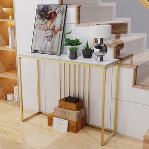 Wisfor 포세린 통 세라믹 대리석 보조 슬림 콘솔 골드 100*30*78cm, 화이트+골드