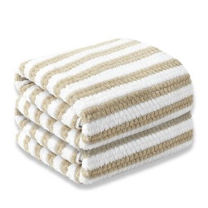Craftsy 고급 줄무늬 극세사 호텔 대형수건 40수 샤워타올 바스타올 비치타월 목욕타올 고흡수력 수건, 2개, 갈색