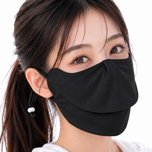 르쏘 자외선차단 숨쉬기 편한 오픈 마스크 햇빛가리개, 1개, 블랙