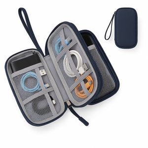 FLYN MOOD 2단 케이블 멀티 파우치 여행 휴대용, 1개, 네이비