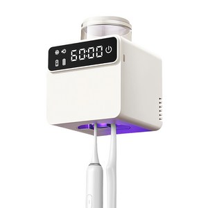CozyTemp UV 칫솔 살균기 2인용 무선 충전식 벽걸이형 살균 건조기, 화이트, RA-618