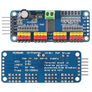 D-FLIFE PCA9685 16채널 12비트 PWM 서보 모터 구동판 I2C IIC, 1개