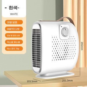 ANYOU 고성능 저소음 팬히터 PTC 온풍기 전기히터 미니 가정용 캠핑용 욕실용 사무실 온풍기, 화이트, 묵인하다