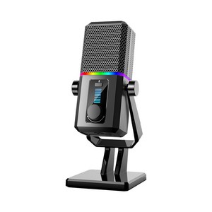 COOLCOLD 원터치 노이즈캔슬링 실시간 모니터링 USB 콘덴서 방송용 녹음용 게이밍 마이크, 블랙, HK2