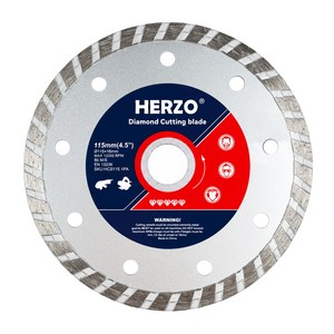 HERZO 4.5인치 그라인더 다이아몬드 날 절단날 콘크리트 벽돌 화강암 대리석 블록 석재 절단 그라인더날 115mm, 1개