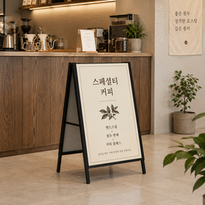 접이식 A형 메뉴판 스탠드 카페 식당 광고판 거치대 실내용, 철제