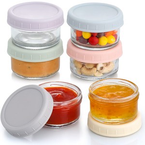 KITCHENLY 샐러드 드레싱 유리 소스컵 세트 밀폐 휴대용 도시락 소스통 미니 소스통, 1세트, 80ml