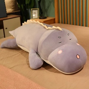 JINGHENG 대형 공룡 인형 바디필로우 침대용 푹신한 수면 애착 베개, 퍼플