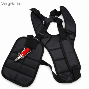 VergHatia 예초기용 양어깨 멜빵 배낭형 조절식 와이드 패드 옥스포드 원단 작업용 하네스, 1세트, 블랙