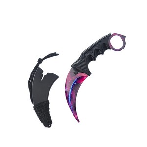 CSGO 안전한 칼 발톱 나이프 캠핑용 연습용 카람빗 나이프 날 없는 둔한 발리송, 1개, 밤하늘