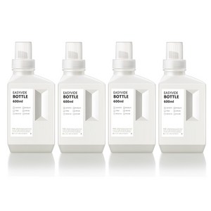 꿈꾸는 키친 세탁 세제 소분 용기 600ml 4P + 방수라벨지 4P, 그레이, 1세트