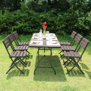 벨리체 우드 테이블 1800 우드 의자 6인 세트 야외 접이식, 우드테이블1800 1개+우드체어 6개