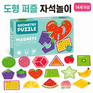 대문자 알파벳 숫자 동물 자석 퍼즐 영어 단어 인지 학습 냉장고 화이트보드 마그넷 세트, 1개, 민트 과일 도형형