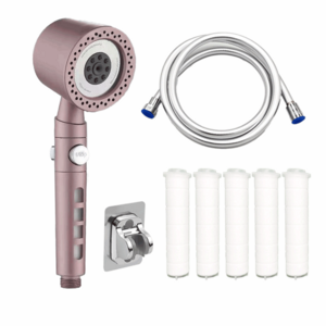Skapendy 샤워기헤드 6단 조절 샤워기 수압상승 물때방지 호스2M 교체 필터 5P, 1개, 핑크