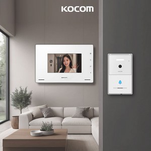 코콤 아날로그 7인치 비디오폰 KCV-Y071 + 현관카메라 4선식 KC-X81 화이트 세트 노출형, KCV-YO71(화이트)+KC-X81(화이트)