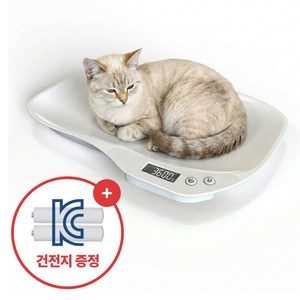 집똑똑이 강아지 고양이 미니 체중계 + 건전지, 1개, 화이트, 단일
