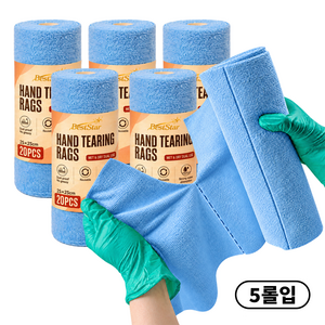 BestStar 대형 찢어쓰는 행주 자동차 주방 청소 걸레 보풀 없음 재사용 가능 3롤 세트 다용도 꿀템, 5개, 블루25*25