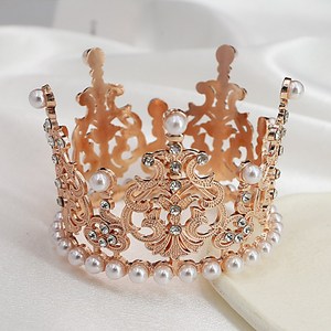 올리브파티 티아라 케이크 왕관 브라이덜샤워 생일 파티 케익데코 토퍼, 1개, 로즈골드티아라_소