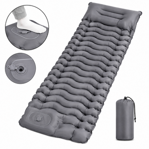 HOMEFISH 10CM 1인용 캠핑 에어매트 발펌프 내장 휴대용 매트 + 수납가방, Gray