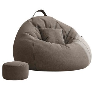 1인용 면마 쇼파 발코니 빈백소파 거실 빈백 쿠션 소파 의자 스툴발판+허리쿠션 포함, zz06-다크 그레이(특대)