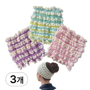 솔리마켓 고급 샤워 헤어캡 사우나모자 찜질방 세안밴드, 3개, 그린퍼플핑크