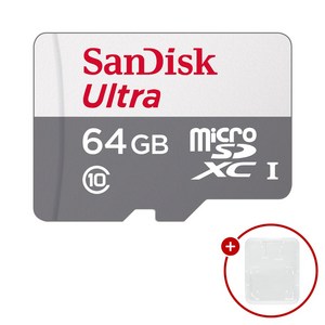 샌디스크 마이크로SD카드 울트라 SDSQUNR + SD카드 케이스 패키지, 1개, 64GB