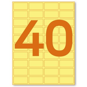 A4 파스텔 라벨지 (노랑/4x10 40칸/100매) 잉크젯 레이저프린터/에이버리