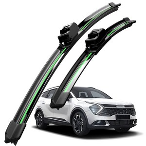 호환 기아 스포티지 KM R SL 더 뉴 QL 더올뉴 NQ5 2004-2025 와이퍼 초발수 저소음 자국 없음 전면 와이퍼 블레이드 2종 세트, 초록색, 스포티지 NQ5 2021-2025