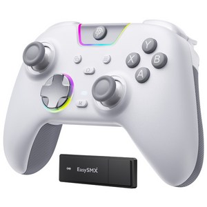 EasySMX X05 Pro 게임패드 컨트롤러 무선 조이스틱 PC게임패드 안드로이드 iOS 닌텐도 스위치 호환, 1개, 화이트(충전 도크 미포함)