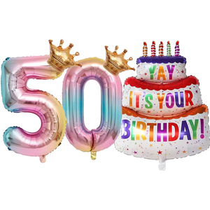 파파 파티 1m 케익 케이크 풍선 생일 파티, 1개, 케이크+왕관숫자50
