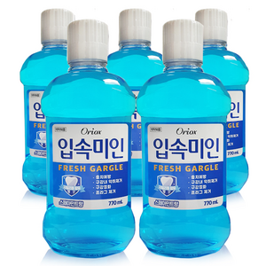 오릭스 (Oriox) 입속미인 후레쉬 토탈 케어 구강 청결제 770ml 대용량 자일리톨 함유 가글액, 5개
