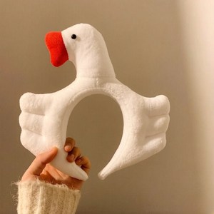 귀여운 동물 머리띠 메이크업 헤어밴드 셀카 촬영 헤어밴드, 1개, 거위