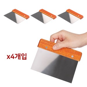 철판요리 뒤집개 스텐 우드 사각 스끼바 4개입 세트 파전 대형 계란말이 뒤집기 스크래퍼, 4개, 단일