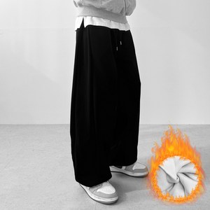 무드옴므 와이드 트레이닝 조거팬츠 벌룬 사이드 핀턱 츄리닝바지