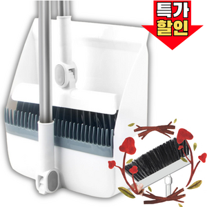 앨라모 업소용 접이식 빗자루 쓰레받기 세트, 화이트, 1세트