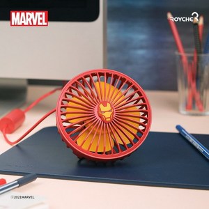 마블 차량용 송풍구 LED 무드등 미니 선풍기 써큘레이터, 레드, 아이언맨