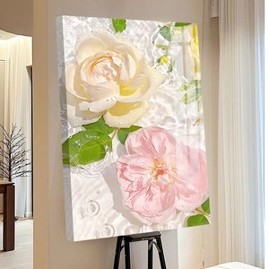 votgl 보석십자수 캔버스형 DIY 액자형 풍경 인물 꽃식물50x40cm, 07꽃, 1개